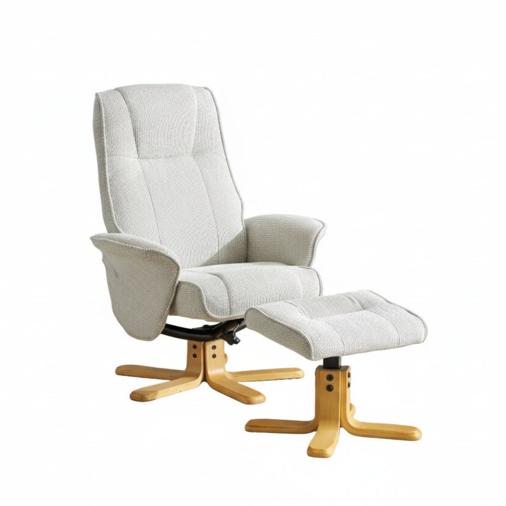 Milwaukie Fabric Swivel Recliner Chair with Footstool available in 3 colours 