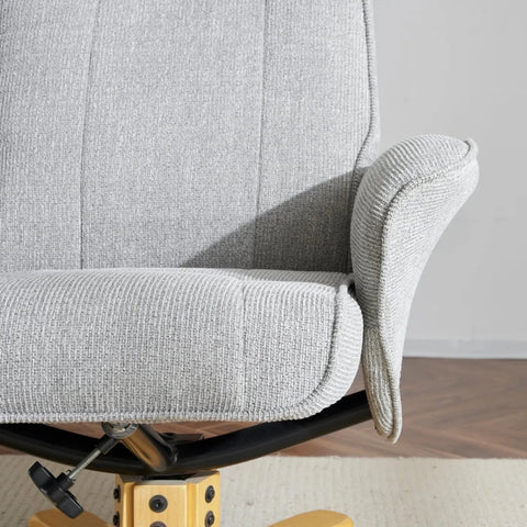 Close up of Milwaukie Fabric Swivel Recliner Chair with Footstool shown in Lunar Grey