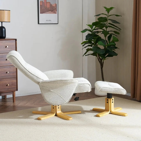 Side view of Milwaukie Fabric Swivel Recliner Chair with Footstool 