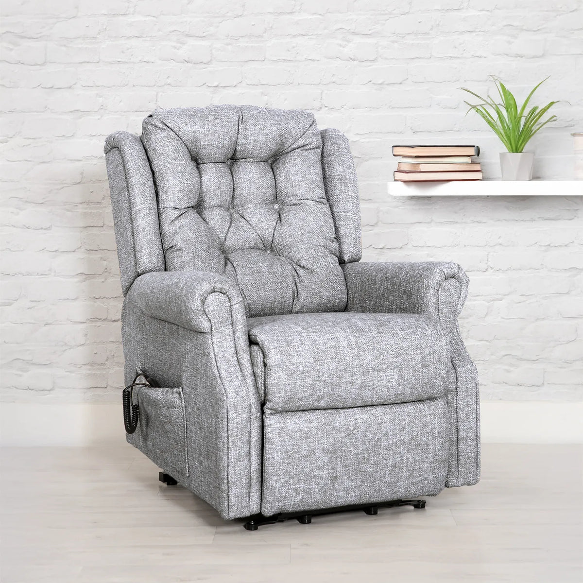 Mitcham Zinc Fabric Rise and Recliner Chair - Pendle Village Furniture