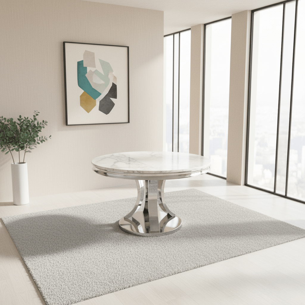 Mitzi Round Brown Marble Top Dining Table