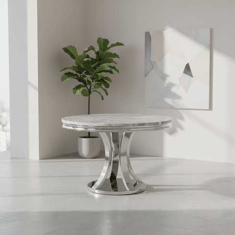 Mitzi Round Light Grey Marble Top Dining Table