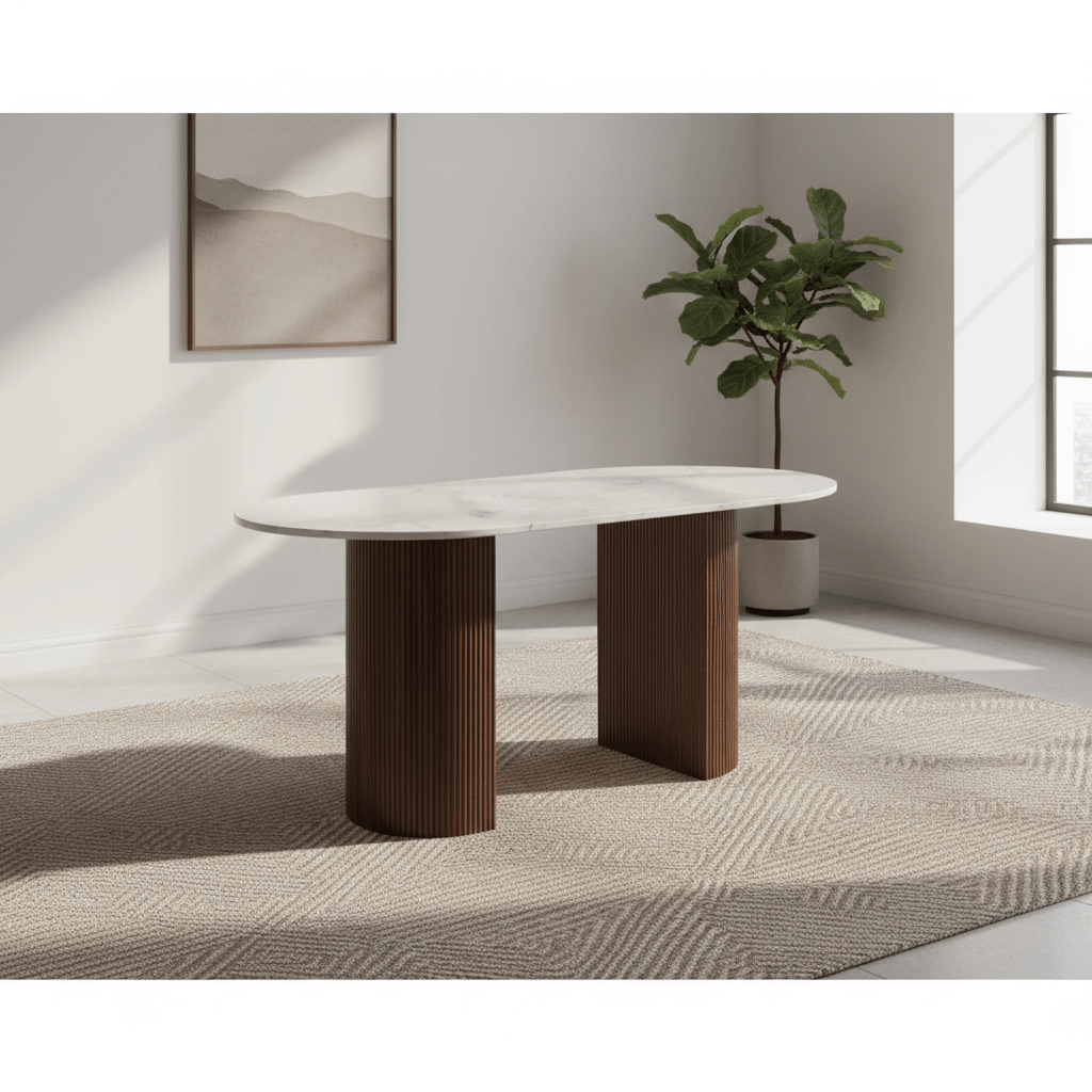 Modena Large Marble & Mango Wood Dining Table