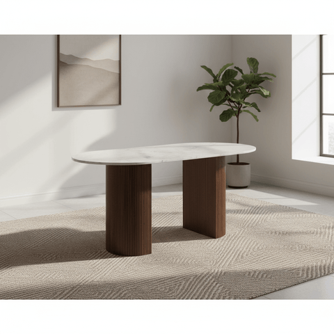 Modena Large Marble & Mango Wood Dining Table