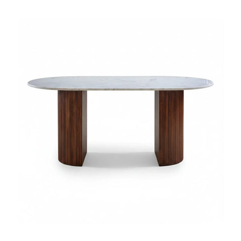 Modena Large Marble & Mango Wood Dining Table - Pendle Village Furniture