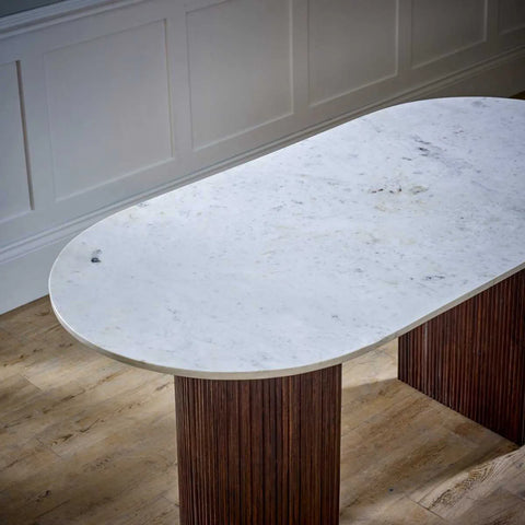 Modena Large Marble & Mango Wood Dining Table - Pendle Village Furniture
