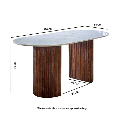 Modena Large Marble & Mango Wood Dining Table - Pendle Village Furniture