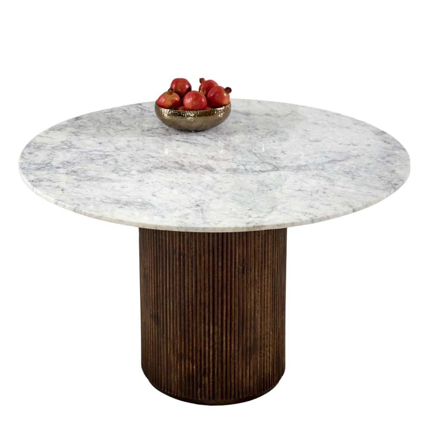 Modena Round Marble & Mango Wood Dining Table - Pendle Village Furniture