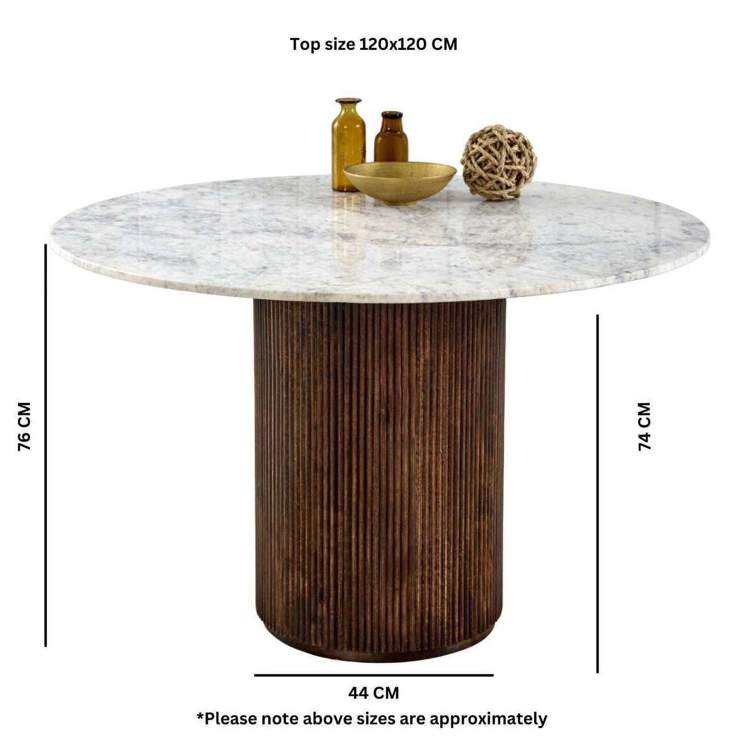 Modena Round Marble & Mango Wood Dining Table - Pendle Village Furniture
