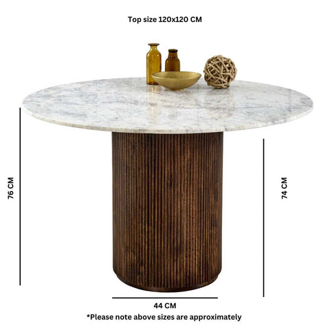 Modena Round Marble & Mango Wood Dining Table - Pendle Village Furniture