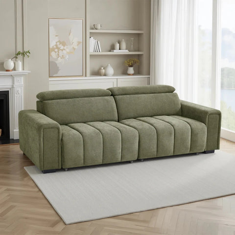 Molvena Luxe Green Fabric Electric 3 Seater Sofabed