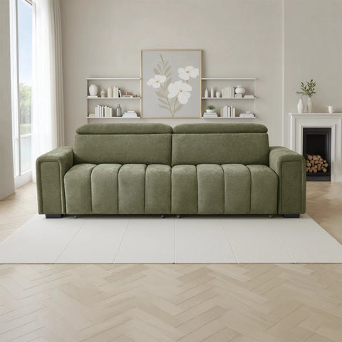 Shop Molvena Luxe green 3 seater electric sofabed with power sliding seats, adjustable headrests 