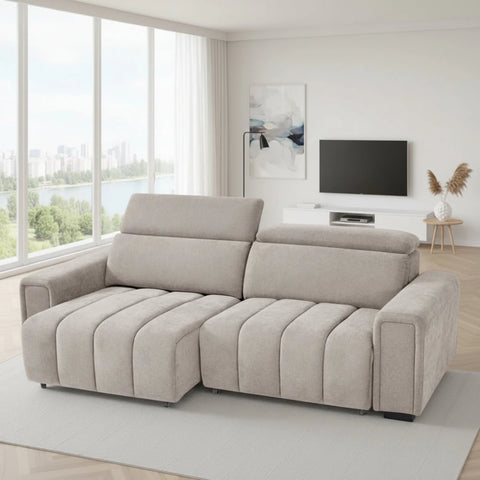 Modern 3 seater sofabed combining seating and sleeping function.