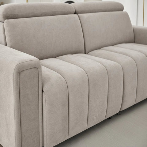 Luxury beige sofa bed with premium textured finish.