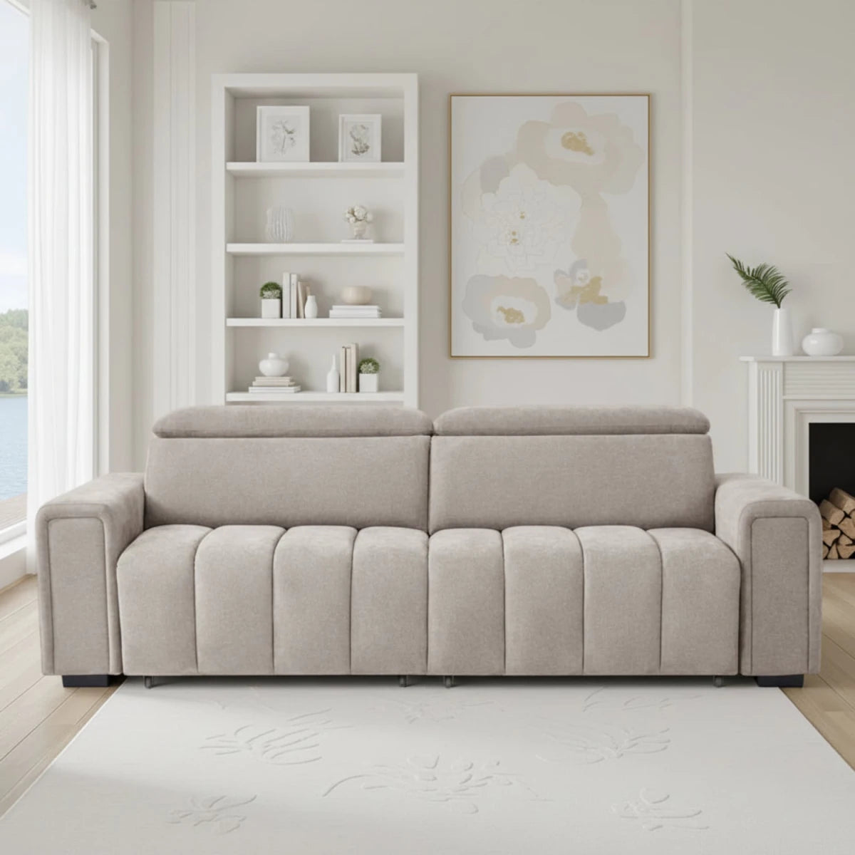 Modern 3 seater sofabed combining seating and sleeping function.