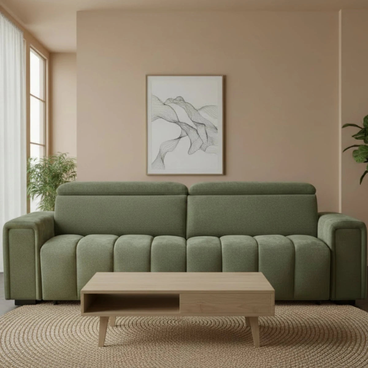 Premium electric sofabed with bold modern colour finish.
