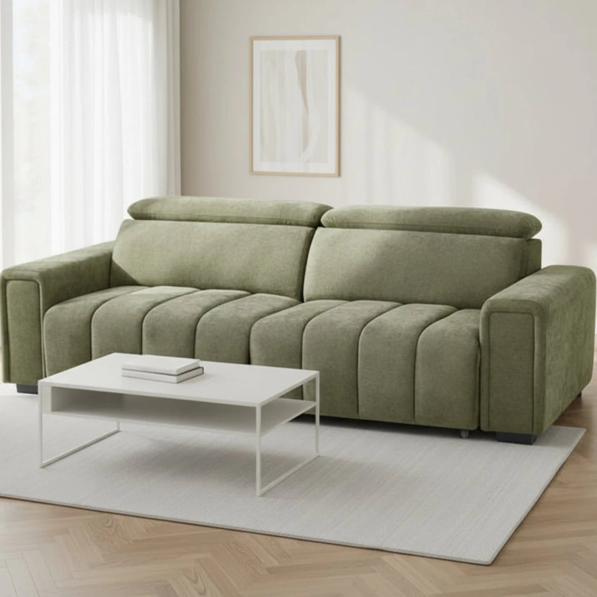Elegant textured upholstery with stylish modern appearance.