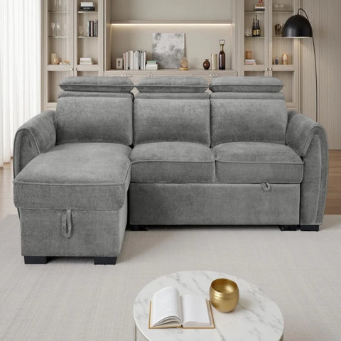 Universal corner sofa bed with reversible chaise for flexible layout.