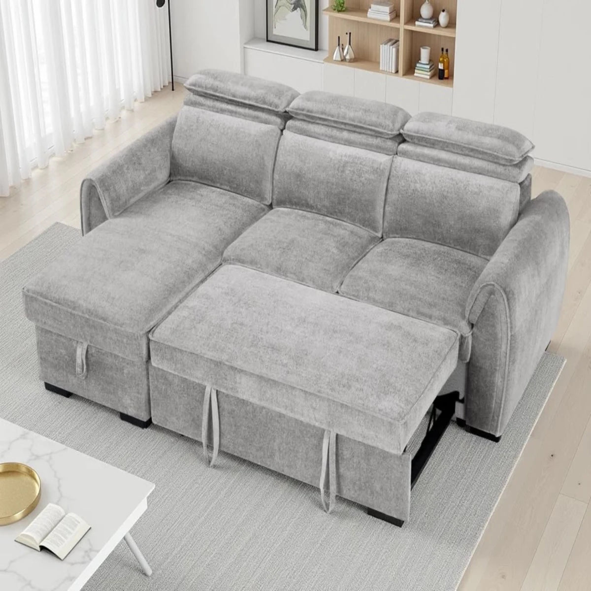 Quick and easy transformation into a bed.