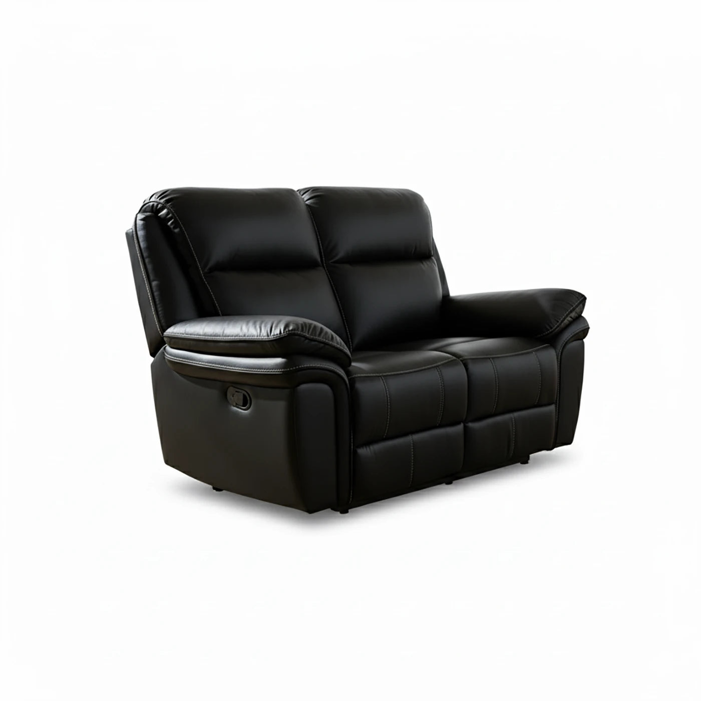 Mont Grey Leather Look Fabric 2 Seater Manual Recliner Sofa - Pendle Village Furniture