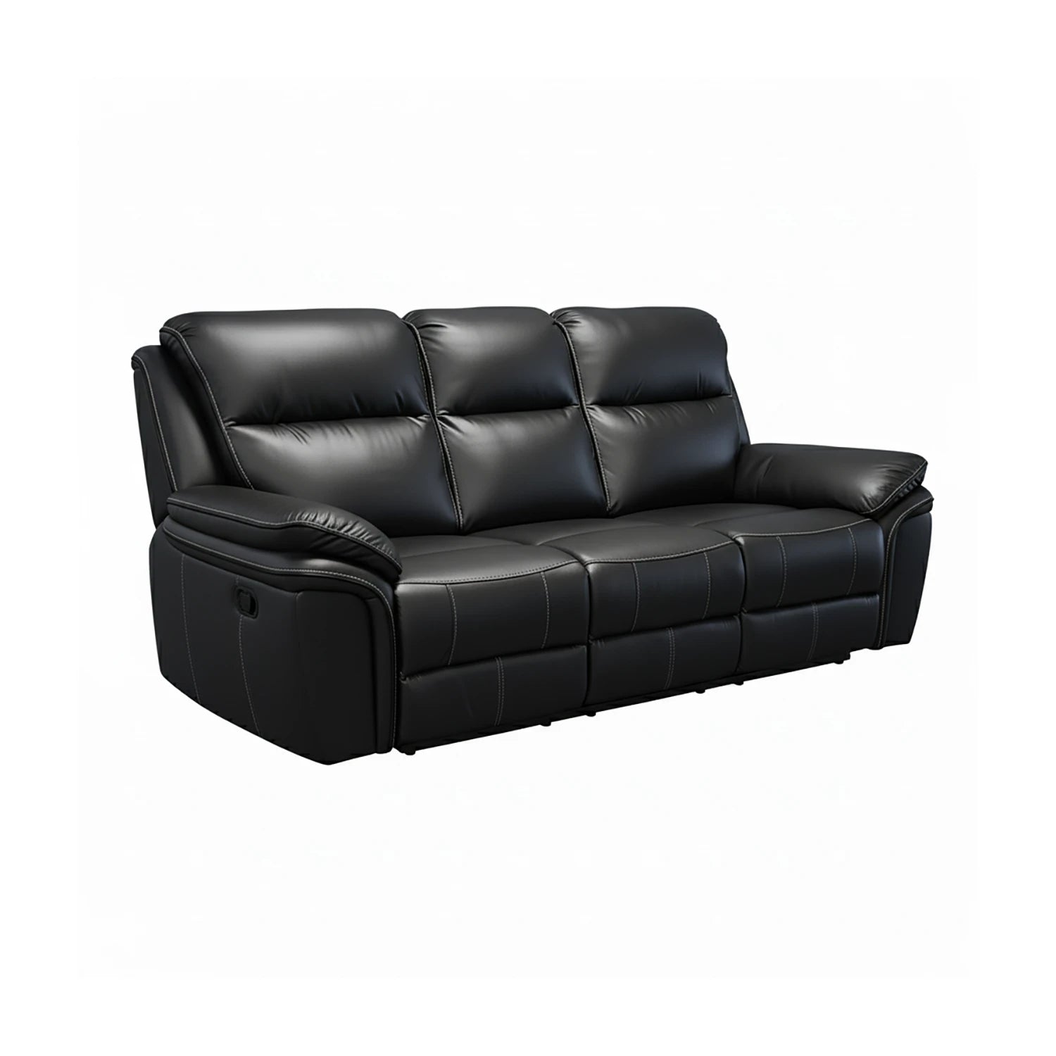 Mont Grey Leather Look Fabric 3 Seater Manual Recliner Sofa - Pendle Village Furniture