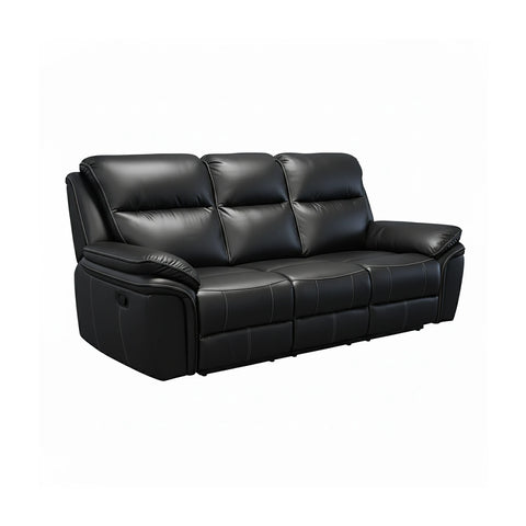 Mont Grey Leather Look Fabric 3 Seater Manual Recliner Sofa - Pendle Village Furniture