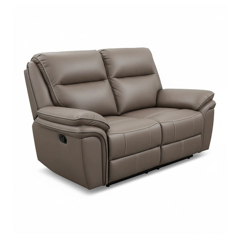 Mont Grey Leather Look Fabric 2 Seater Manual Recliner Sofa - Pendle Village Furniture