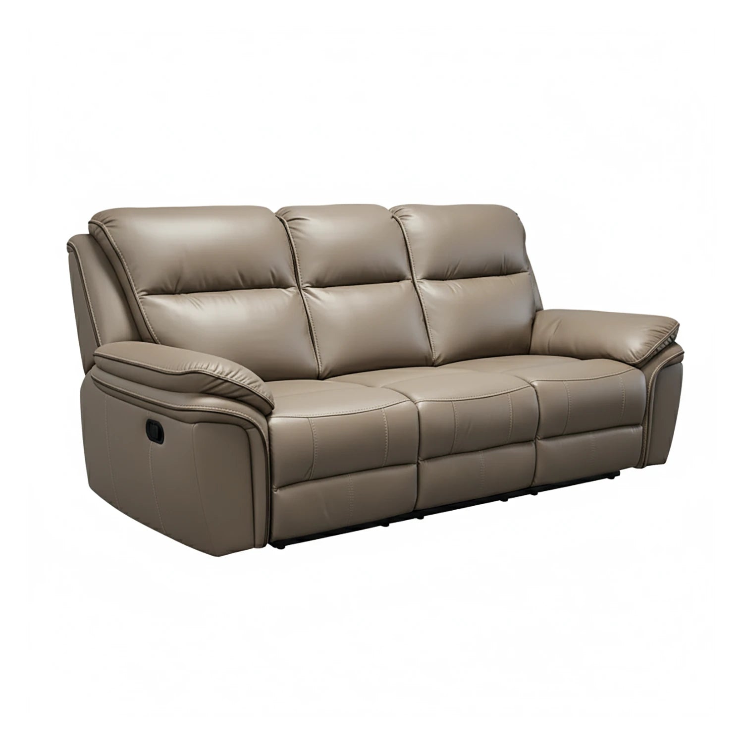 Mont Grey Leather Look Fabric 3 Seater Manual Recliner Sofa - Pendle Village Furniture