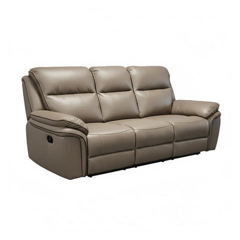 Mont Grey Leather Look Fabric 3 Seater Manual Recliner Sofa - Pendle Village Furniture