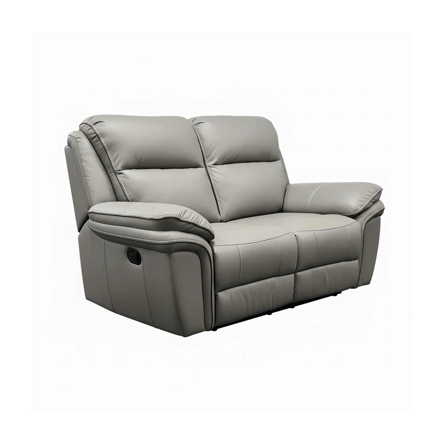 Mont Grey Leather Look Fabric 2 Seater Manual Recliner Sofa - Pendle Village Furniture