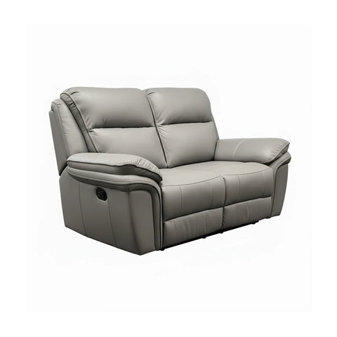 Mont Grey Leather Look Fabric 2 Seater Manual Recliner Sofa - Pendle Village Furniture