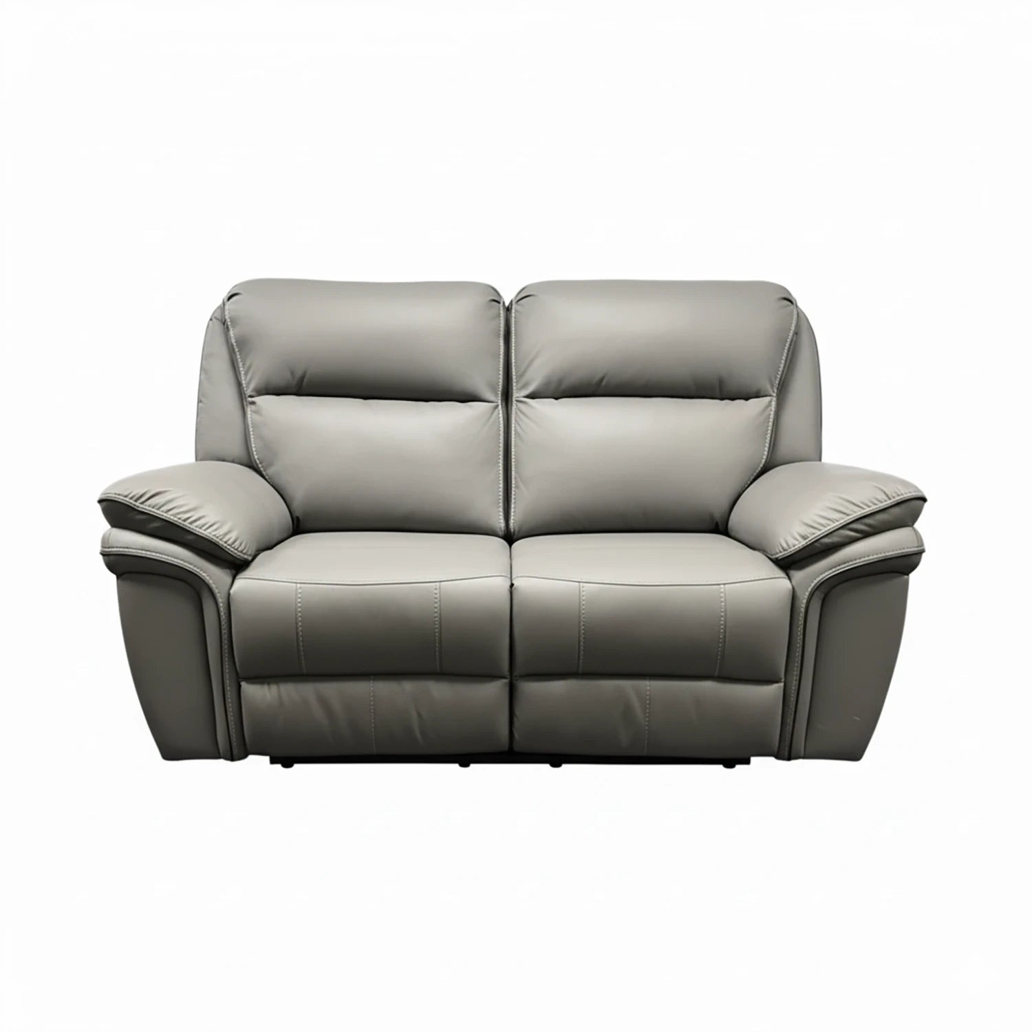 Mont Grey Leather Look Fabric 2 Seater Manual Recliner Sofa - Pendle Village Furniture