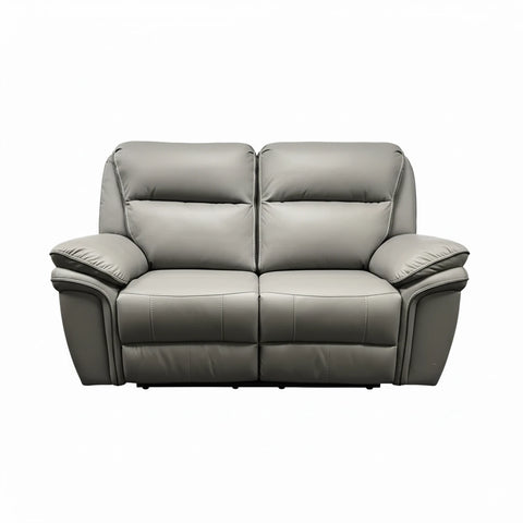 Mont Grey Leather Look Fabric 2 Seater Manual Recliner Sofa - Pendle Village Furniture