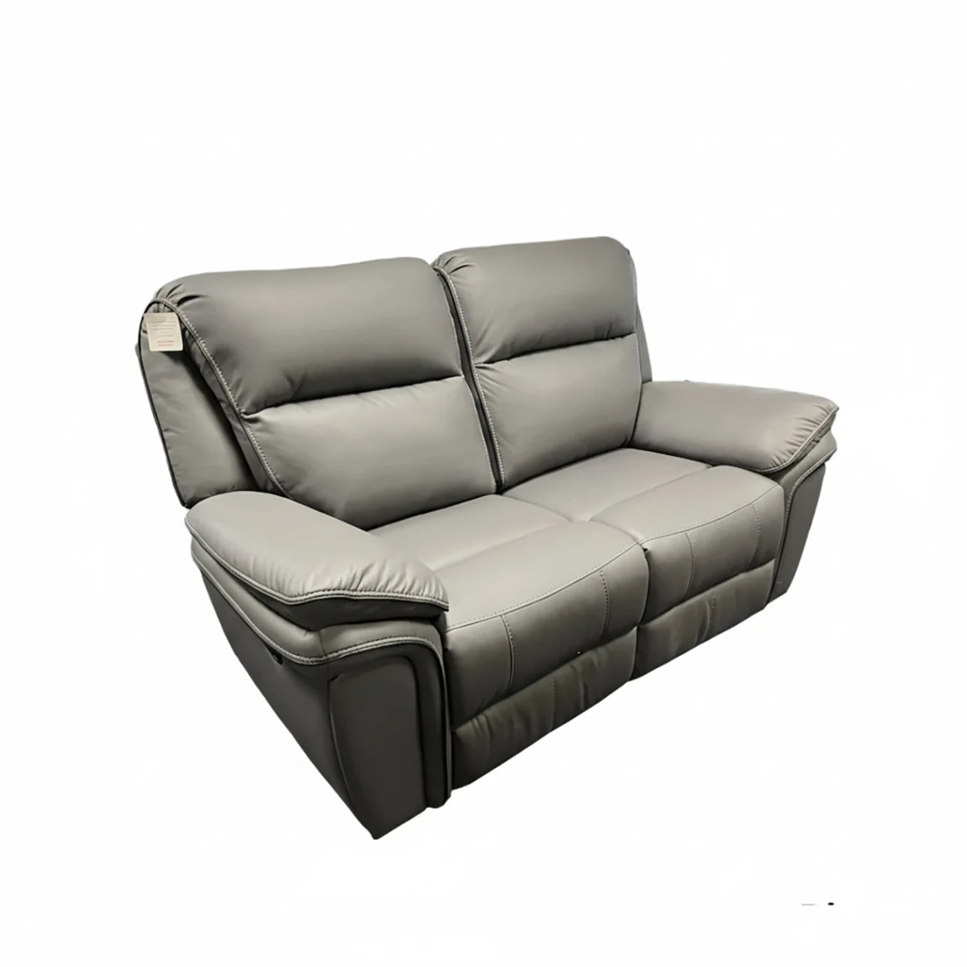 Mont Grey Leather Look Fabric 2 Seater Manual Recliner Sofa - Pendle Village Furniture