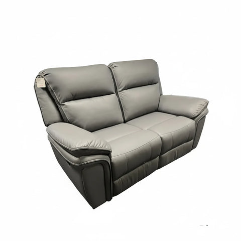 Mont Grey Leather Look Fabric 2 Seater Manual Recliner Sofa - Pendle Village Furniture