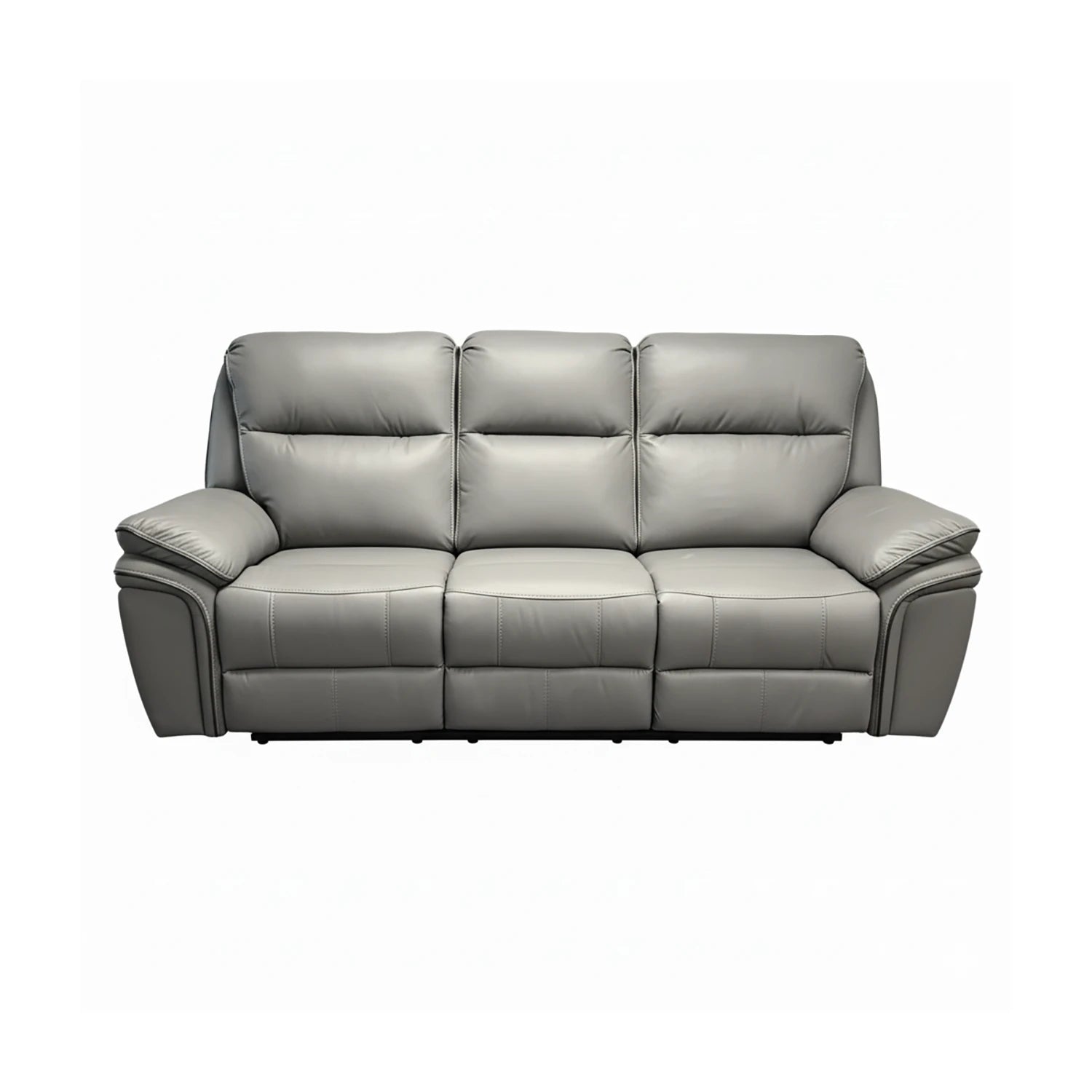 Mont Grey Leather Look Fabric 3 Seater Manual Recliner Sofa - Pendle Village Furniture