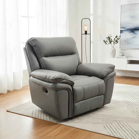 Mont Leather Look Fabric Manual Recliner Armchair - Pendle Village Furniture