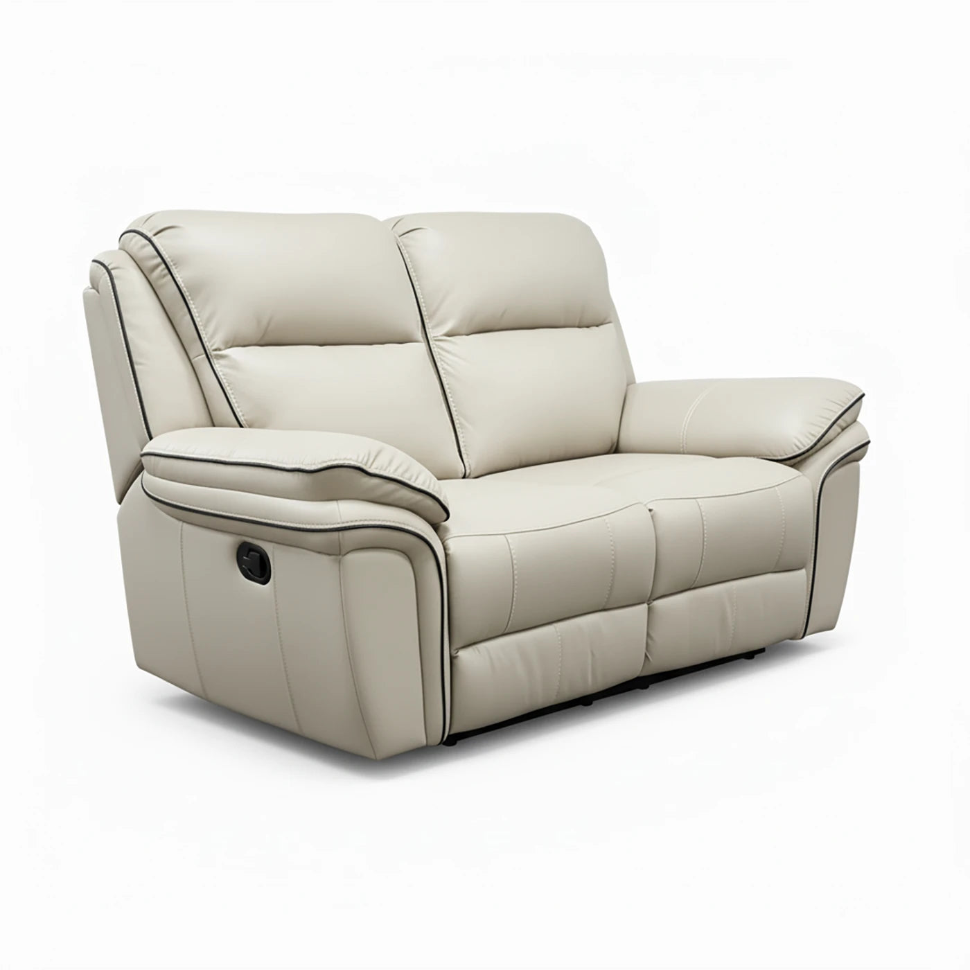 Mont Grey Leather Look Fabric 2 Seater Manual Recliner Sofa - Pendle Village Furniture