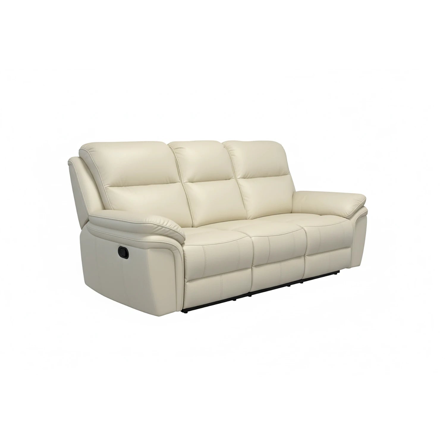 Mont Grey Leather Look Fabric 3 Seater Manual Recliner Sofa - Pendle Village Furniture