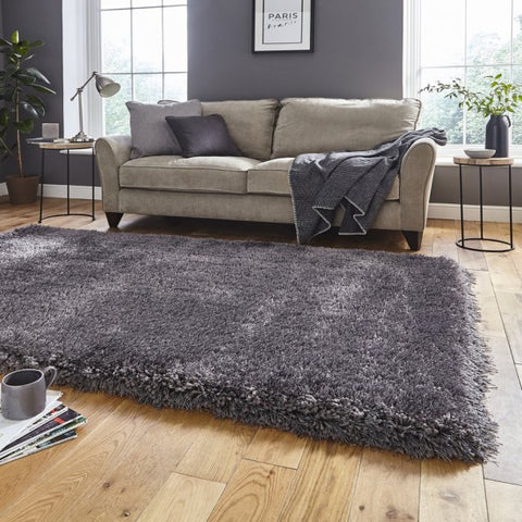 Montana Dark Grey Luxury Shaggy Rug - Pendle Village Furniture