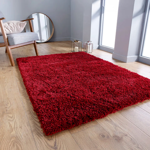 Montana Red Jewel Luxury Shaggy Rug - Pendle Village Furniture