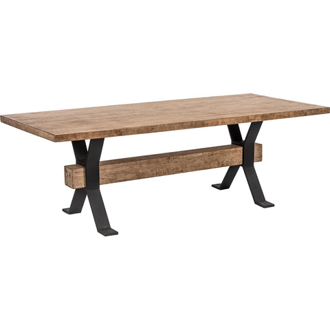 Montauk Large 2m Dining Table showcasing the iconic signature beam surrounded in Black Iron Leg Support 