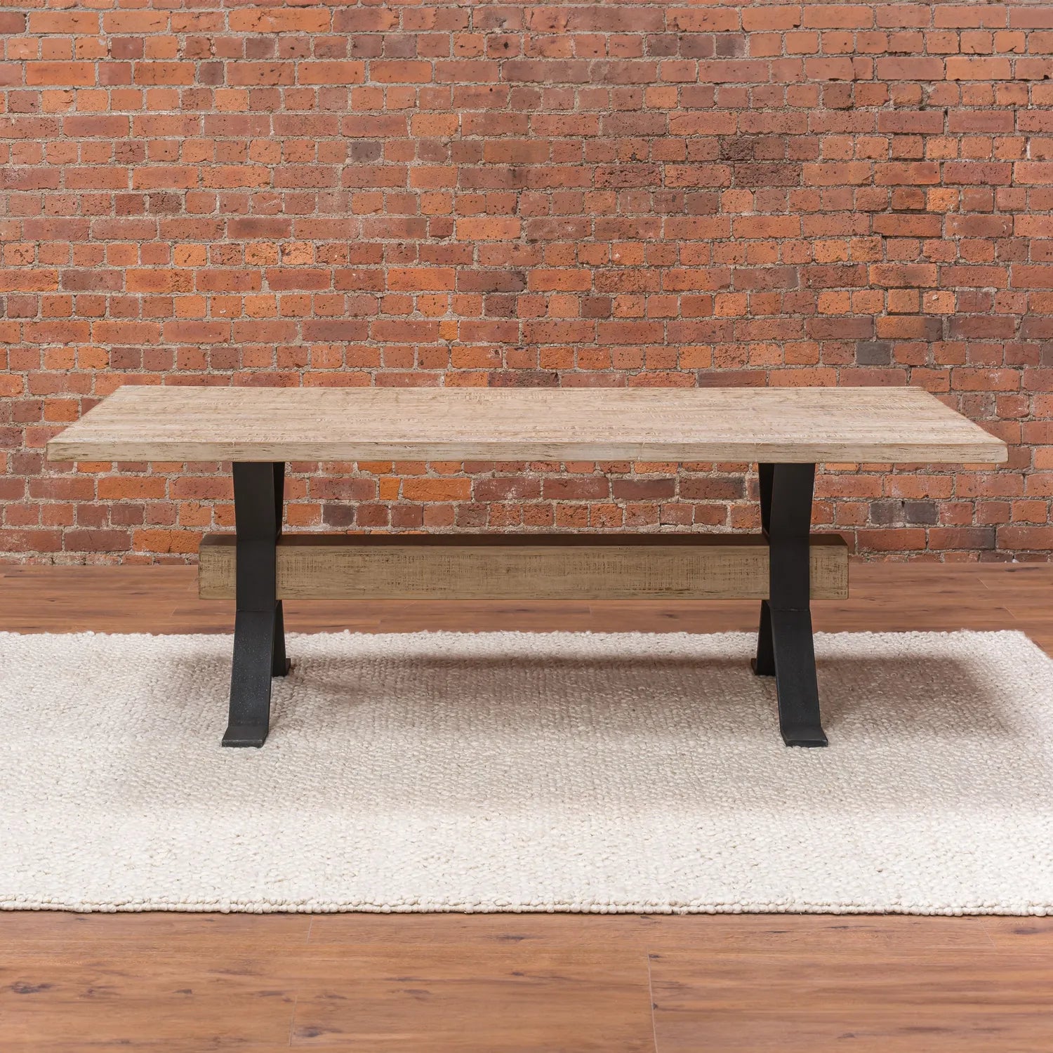 Montauk Large 2m Dining Table showcasing the iconic signature beam surrounded in Black Iron Leg Support - Table Design