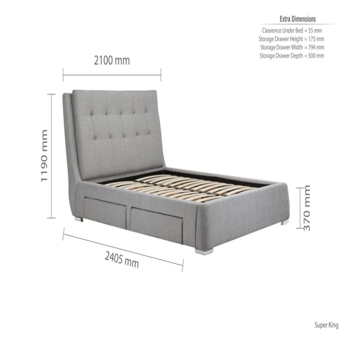 Large frame offering maximum comfort space.