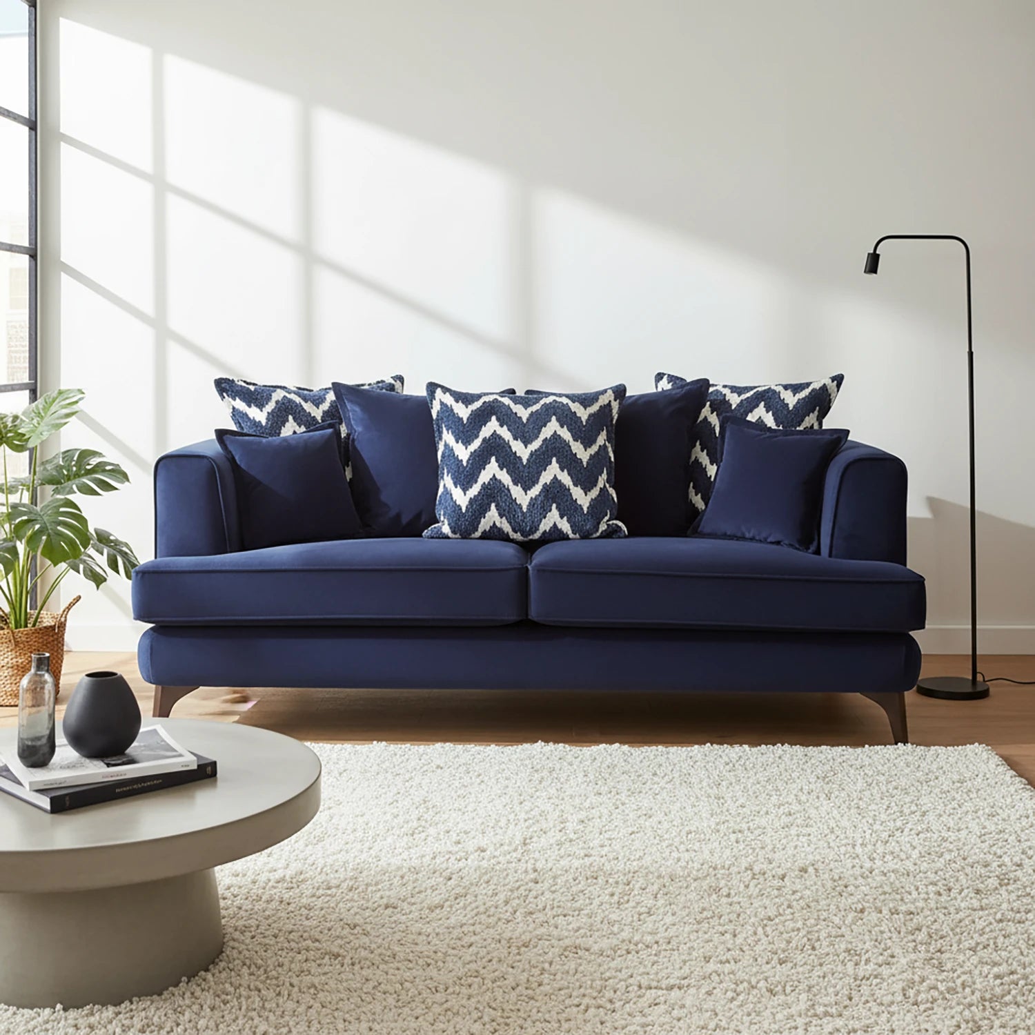Monterrey Regent Plush Velvet Scatter Back 3 Seater Sofa - Pendle Village Furniture