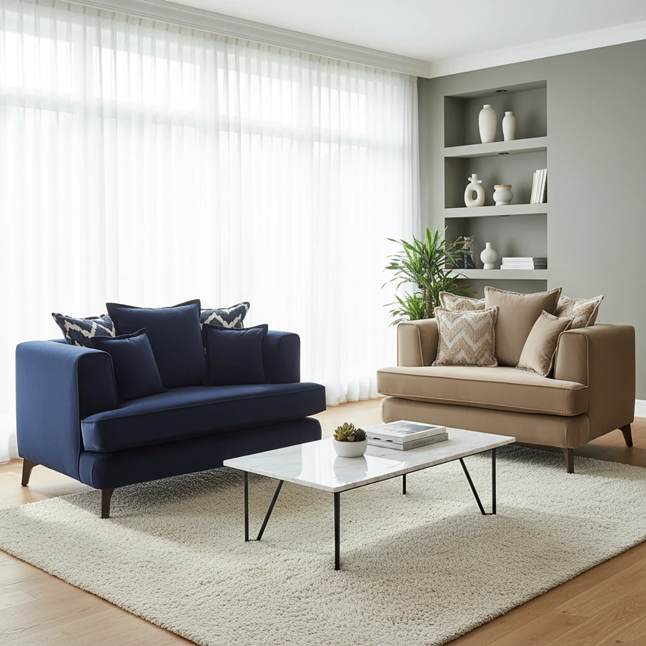 Monterrey Regent Plush Velvet Scatter Back Love Chair - Pendle Village Furniture
