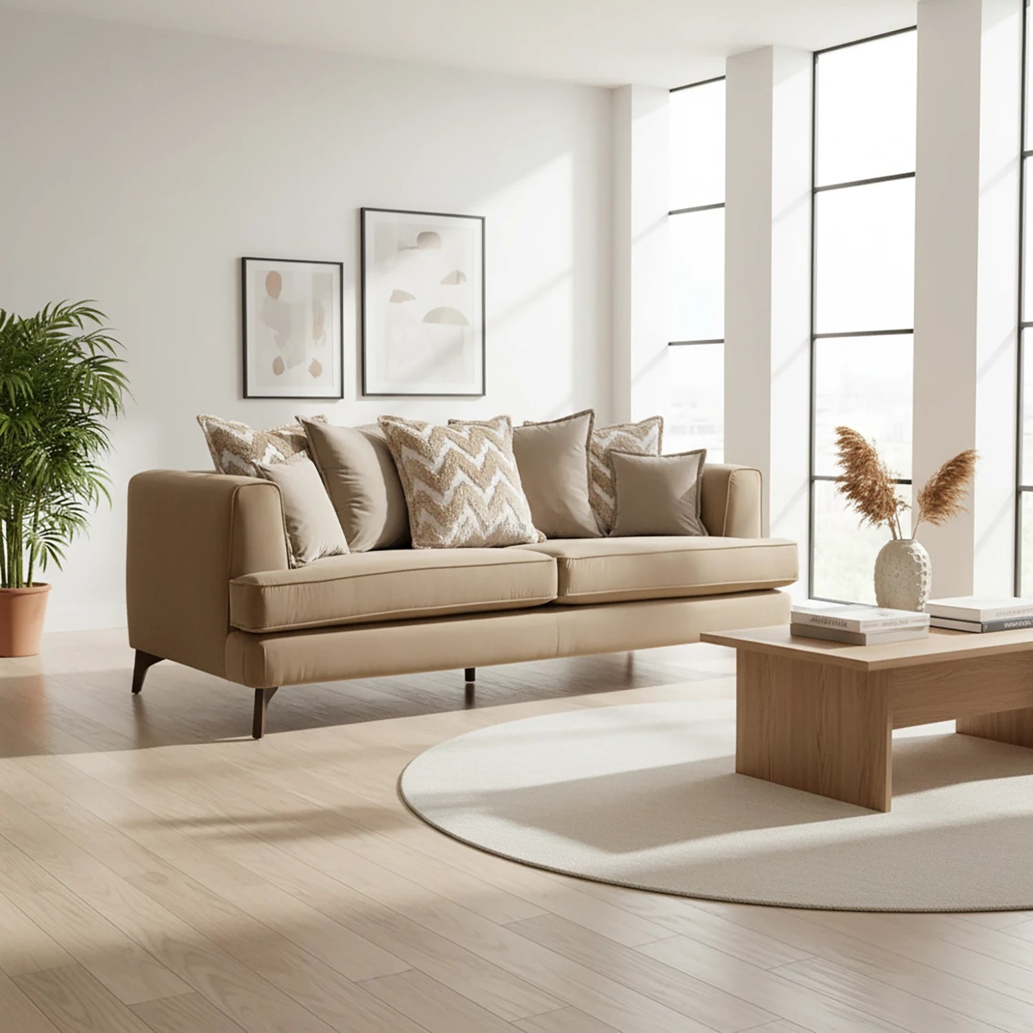 Monterrey Regent Plush Velvet Scatter Back 3 Seater Sofa - Pendle Village Furniture