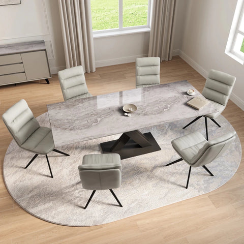 Monza Marble Extending Dining Table with Swivel Dining Chairs