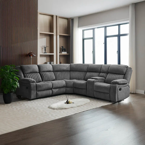 Morgan Taupe Fabric Recliner Corner Suite