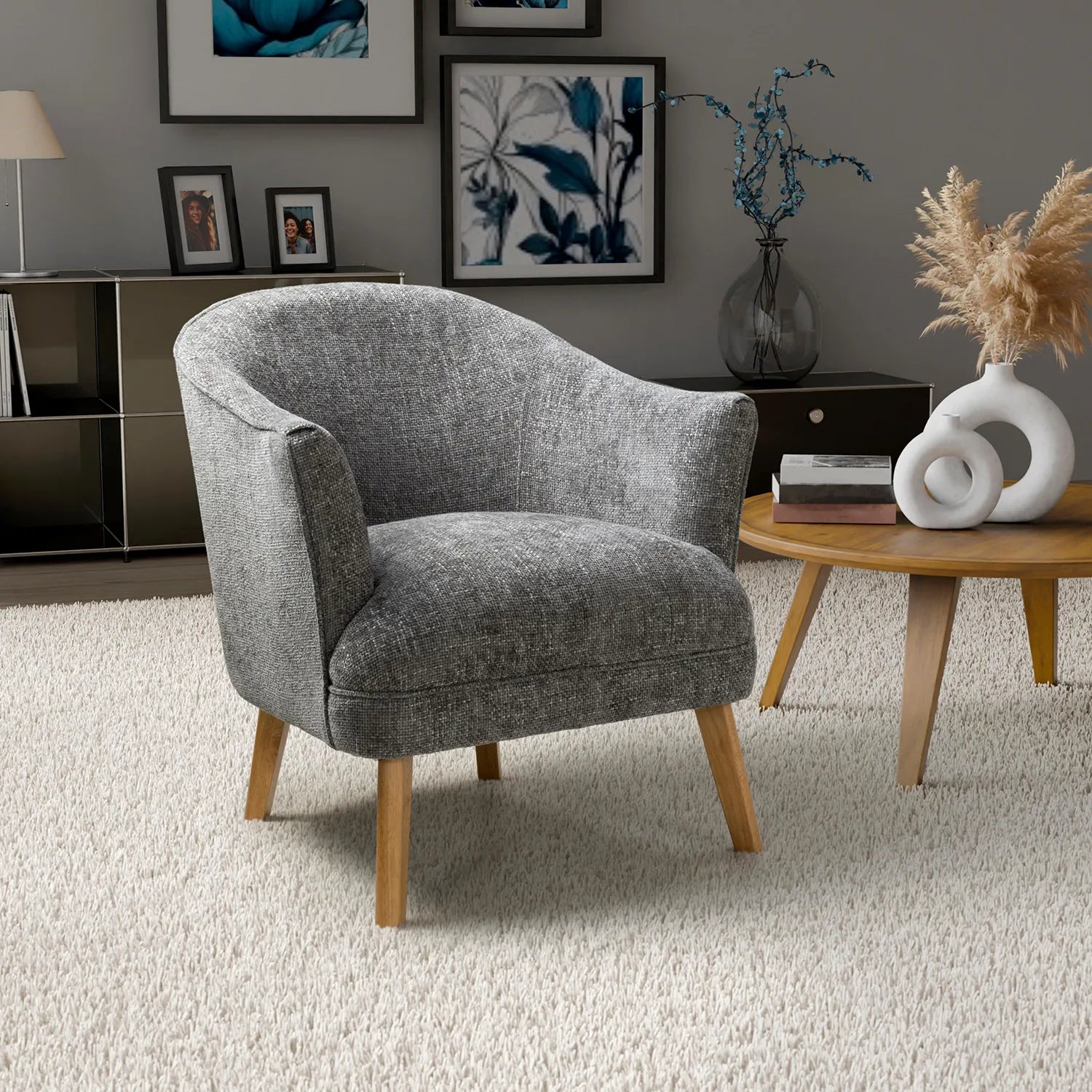 Munich Flax Effect Grey Armchair - Pendle Village Furniture